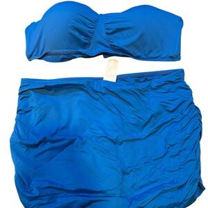 Blue Strapless Bikini Set